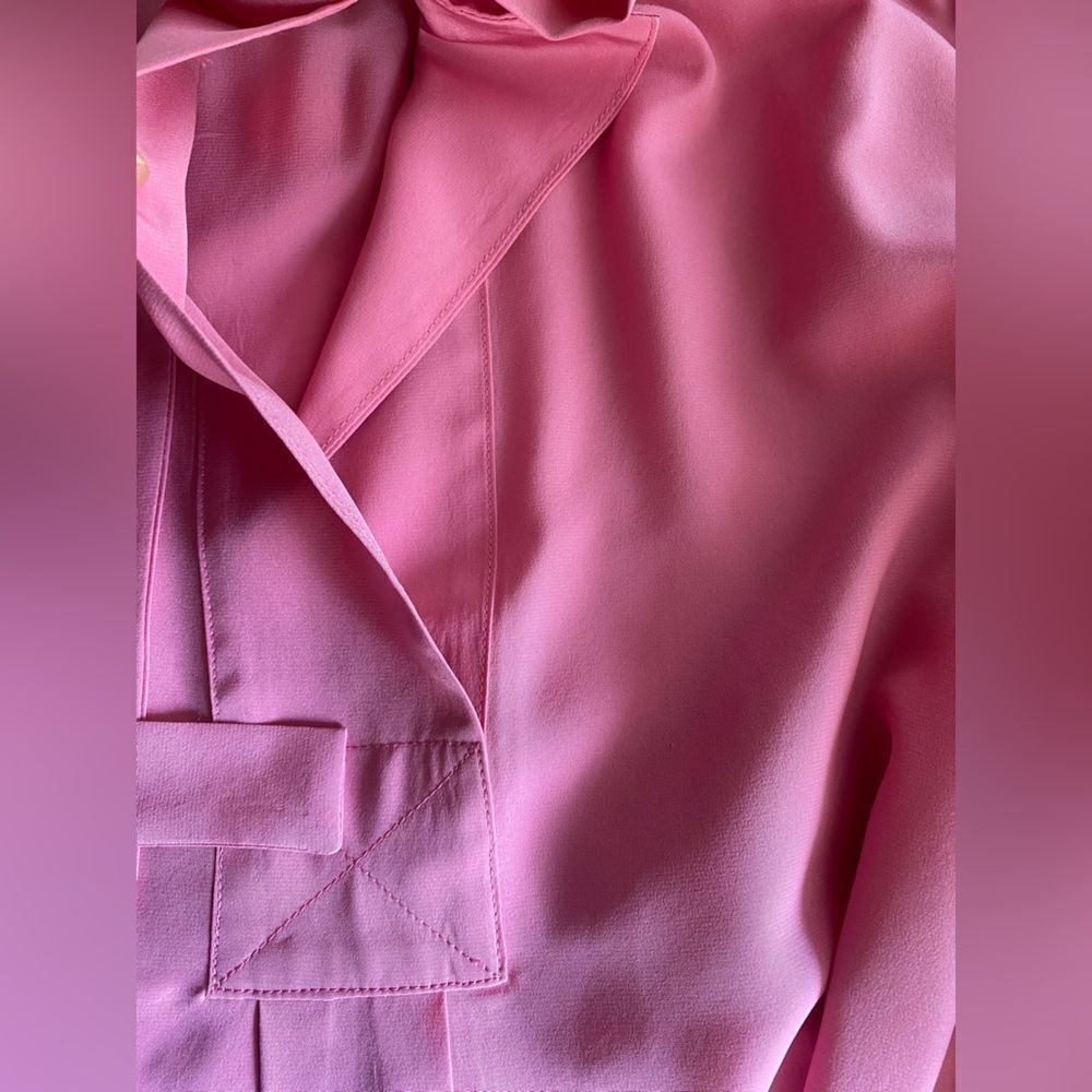 DVF Diane Von Furstenberg BAIRLY LOUCHE Neck Tie Top Blouse Peony Pink Sz 6 - Picture 14 of 15